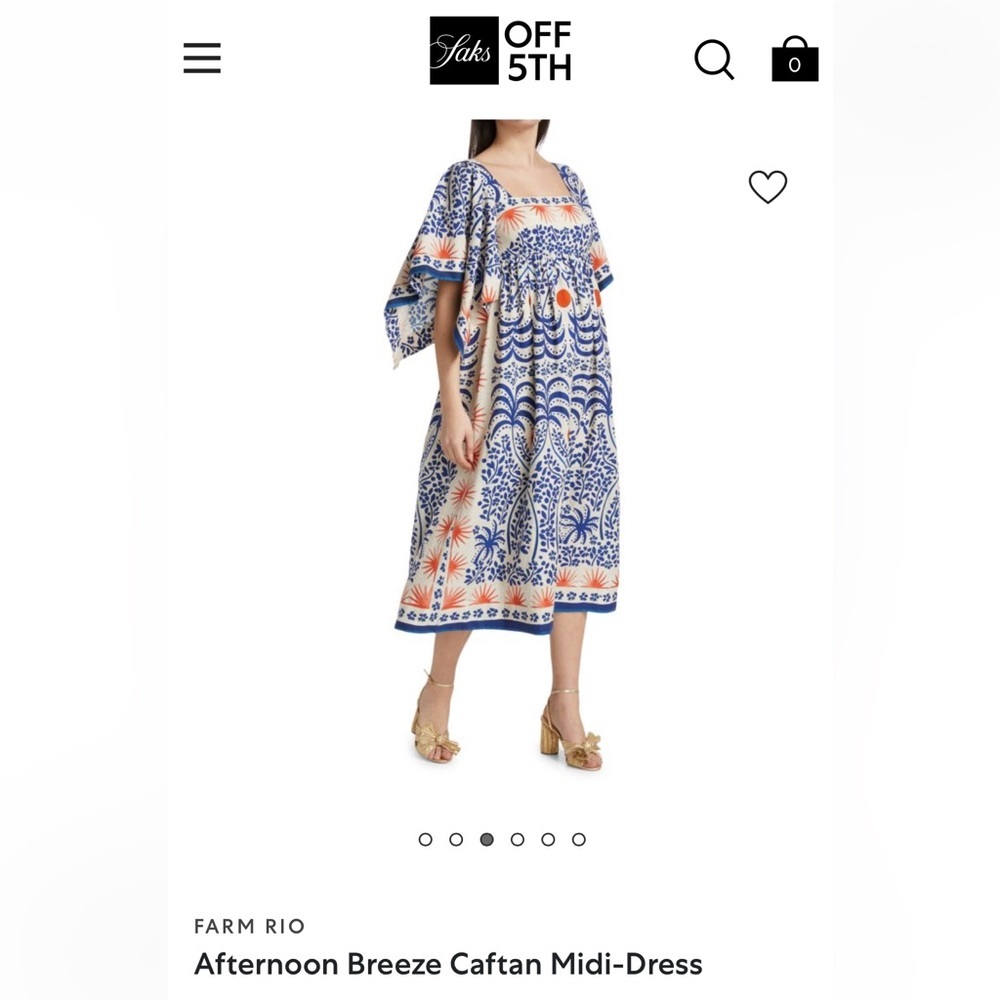 FARM RIO Afternoon Breeze Caftan Midi-Dress with Pockets - Picture 3 of 13